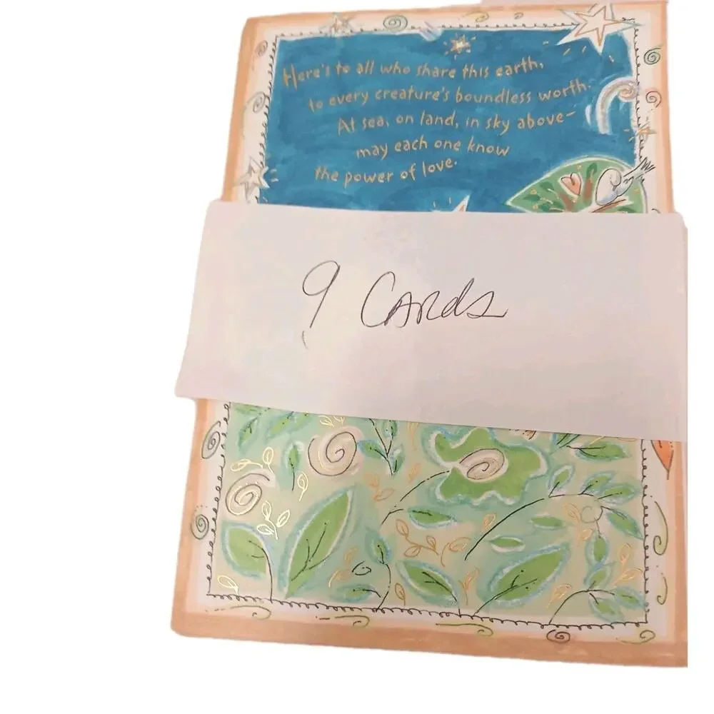 Set 9 Cards Hallmark Christmas Lion & Lamb Peace Joy To Everyone w Envelopes VNT